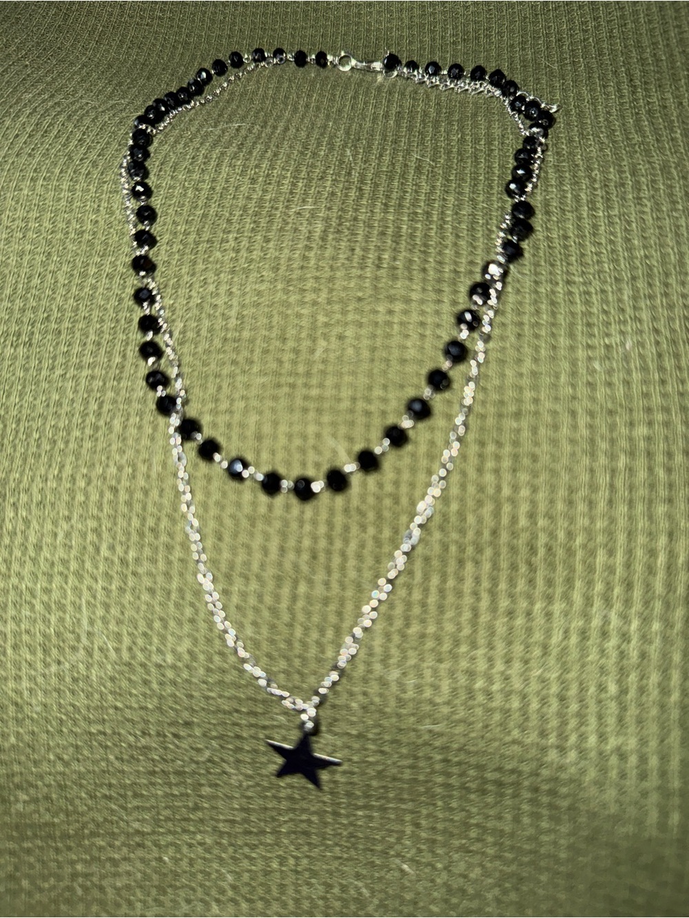 Layered Black Bead and Star Pendant Necklace - Women Jewelry